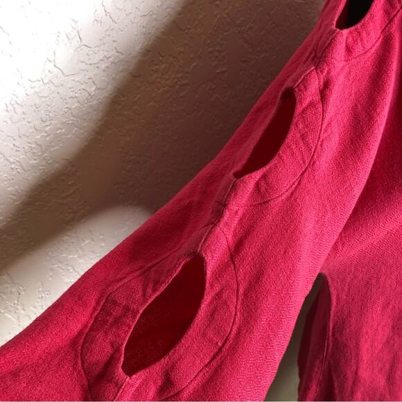 Soft Surroundings bright pink open sleeve v neck top size Petite Extra Large PXL - Picture 6 of 16